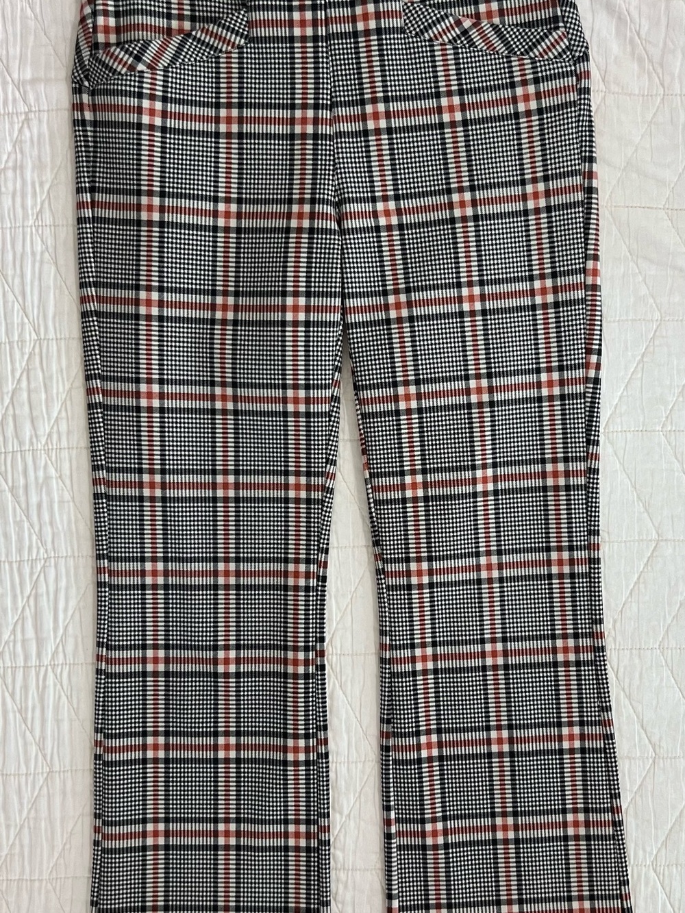 Liverpool Black, White & Rusty Red Plaid Capris